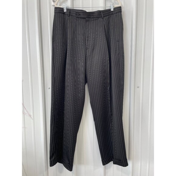 Midtown Man Suit Size 44L Stripe Black White Two Piece Set Career Business Work - Picture 5 of 8